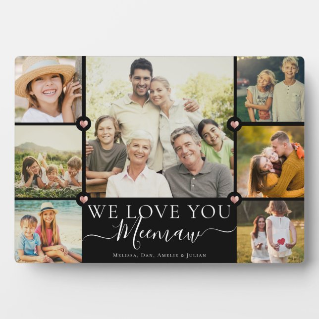 Plaque Photo Modern We Love You Meemaw Family Photo Collage Pla (Devant)