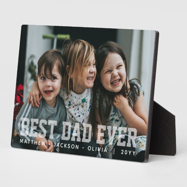 Plaque Photo Modern White Simple Custom Best Dad Ever Photo (Côté)