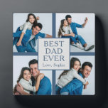 Plaque Photo Moderne 4 photo Fête des pères texte personnalisé<br><div class="desc">Vous cherchez un cadeau unique et réfléchi pour la Fête des pères? Ne cherchez pas plus loin que notre décoration personnalisée de plaque "Best Dad Ever". La plaque en forme de carré comporte quatre images personnalisées de votre choix et l'option de personnaliser le texte pour dire "Amour, [Votre Nom]". Le...</div>