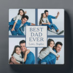 Plaque Photo Moderne 4 photo Fête des pères texte personnalisé<br><div class="desc">Vous cherchez un cadeau unique et réfléchi pour la Fête des pères? Ne cherchez pas plus loin que notre décoration personnalisée de plaque "Best Dad Ever". La plaque en forme de carré comporte quatre images personnalisées de votre choix et l'option de personnaliser le texte pour dire "Amour, [Votre Nom]". Le...</div>