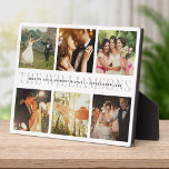 Plaque Photo Moderne Elégant Mariage Keepsaké Photo Collage Chi<br><div class="desc">Élégant et moderne mariage keepsaké,  ce nom personnalisé et la conception de collage photo de date font un bel affichage pour vos photos préférées de votre journée spéciale. Grand cadeau pour les jeunes mariés ou les anniversaires ! C'est la version poussiéreuse de typographie gris charbon.</div>