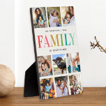 Plaque Photo Moderne Rainbow Family est tout Photo Collage<br><div class="desc">La famille est tout ! Un cadeau d'anniversaire, de Fête des Mères ou de Fête des Mères bien pensé et moderne : Une plaque de collage photo Instagram tendance avec votre message personnel et votre nom. La typographie pastel à l'arc-en-ciel sur fond d'ivoire doux en fait un souvenir joyeux et...</div>