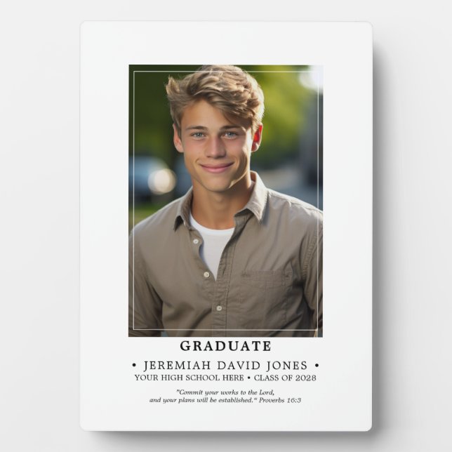 Plaque Photo Moderne Simple Photo Graduation Tabletop Easel (Devant)