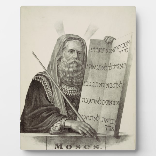 Plaque Photo Moïse prophète avec les Tables de la Loi (Devant)