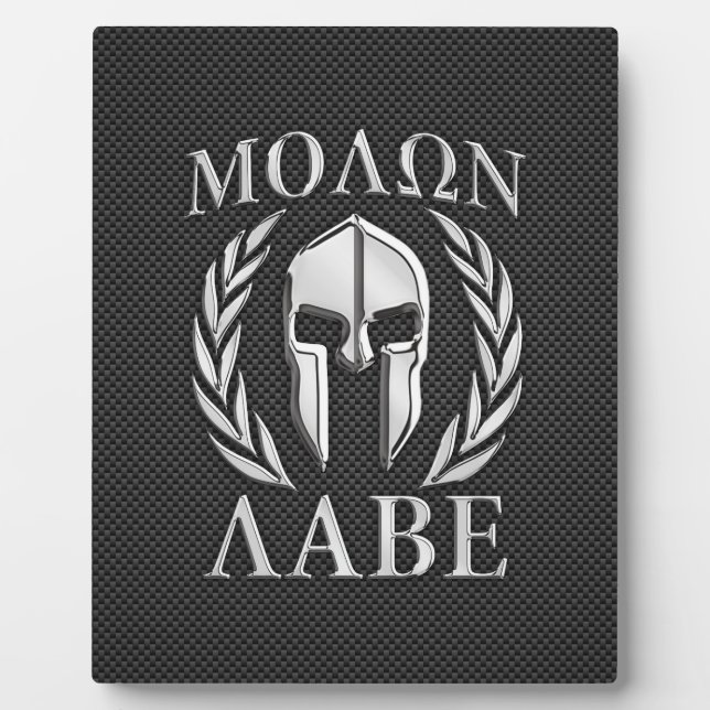 Plaque Photo Molon Labe Chrome Spartan Casque sur fibre de carb (Devant)