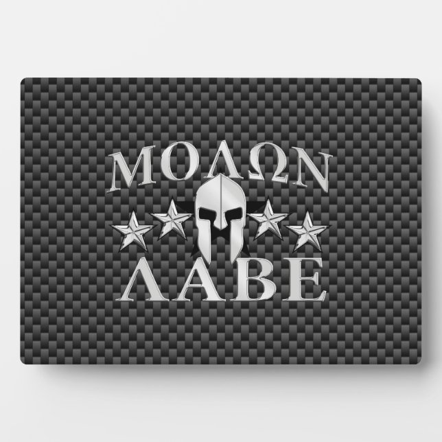Plaque Photo Molon Labe Spartan Warrior 5 étoiles Carbon (Devant)