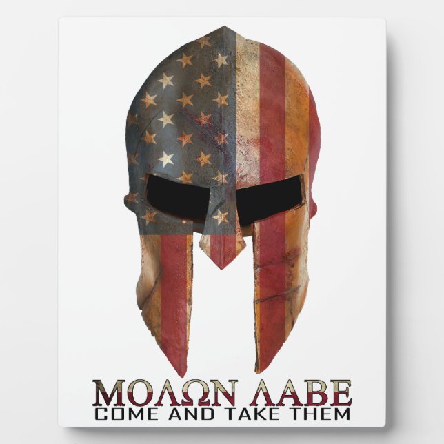 Plaque Photo Molon Labe - Venez les prendre USA Spartan (Devant)