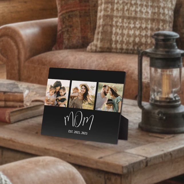 Plaque Photo Mom Established Elegant Script Black 3 Photo (Créateur téléchargé)