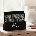 Plaque Photo Mom Established Elegant Script Black 3 Photo<br><div class="desc">Black White Mom Established Script Black 3 Photo Design. Replace the photos with your own of your kids and change the years to the years you became a mom. Created by Simply Farmhouse Press.</div>