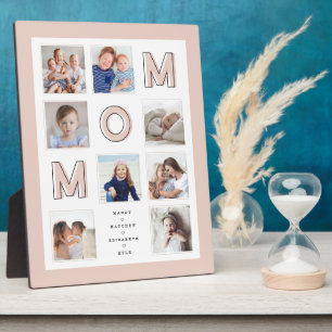 Plaque Photo MOM Lettres Roses Famille Photo Collage Cadre Rose