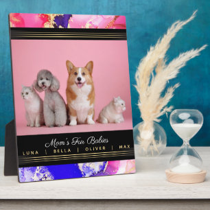 Plaque Photo Mom's Pets Name Photo Template Pink Abstract