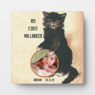 Plaque Photo Mon 1er HALLOWEEN Photo bébé Chat noir