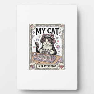 Plaque Photo Mon chat est joueur deux Chat Gamer Tech Vintage V