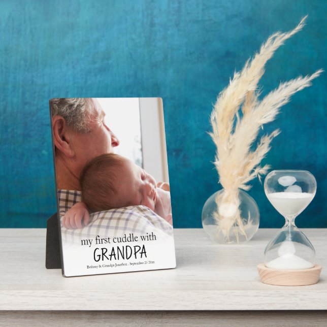 Plaque Photo Mon premier câlin avec grand-père photo bébé nouve (Côté)