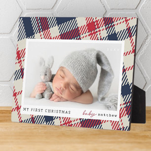 Plaque Photo Mon premier Noël moderne Plaid Baby Photo