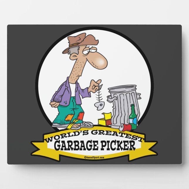 PLAQUE PHOTO MONDE LE PLUS GRAND GARBAGE PICKER CARTOON (Devant)