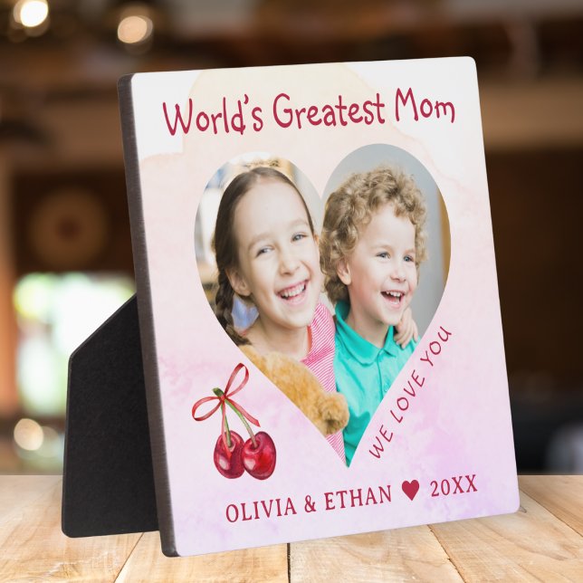 Plaque Photo Mondes plus grande maman Modèle photo de coeur Kee (Worlds Greatest Mom Heart Photo Template Keepsake Plaque)
