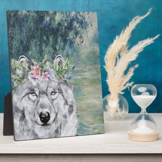 Plaque Photo Monet Morning Seine et Grey Wolf (Côté)