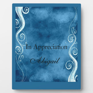 Plaque Photo Monograme de Bold Blue et White Curls