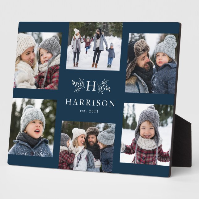 Plaque Photo Monogramme 6 photo collage nom de famille marine r (Côté)