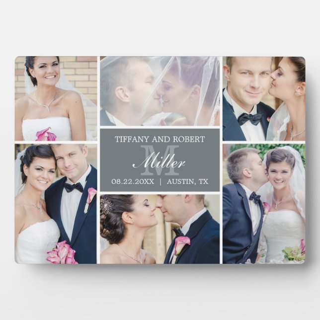 Plaque Photo Monogramme Collage de couleur modifiable Cadre pho (Devant)