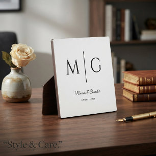 Plaque Photo Monogramme de couple personnalisé moderne élégant