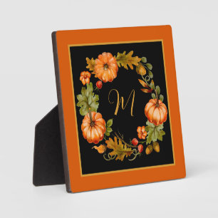 Plaque Photo monogramme de couronne citrouille