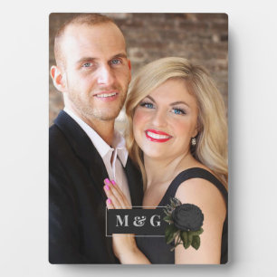 Plaque Photo Monogramme de mariage aux roses noires gothiques v