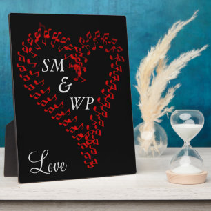 Plaque Photo Monogramme de Red Heart Couple