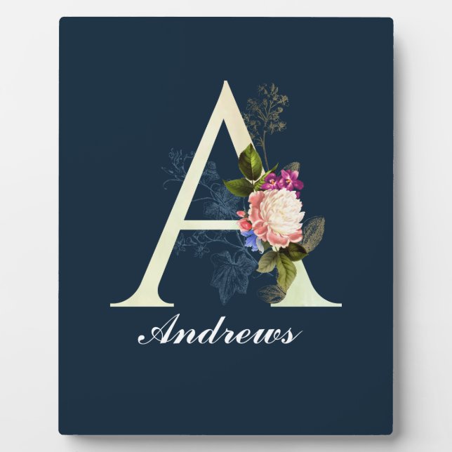 Plaque Photo Monogramme floral A II (Devant)