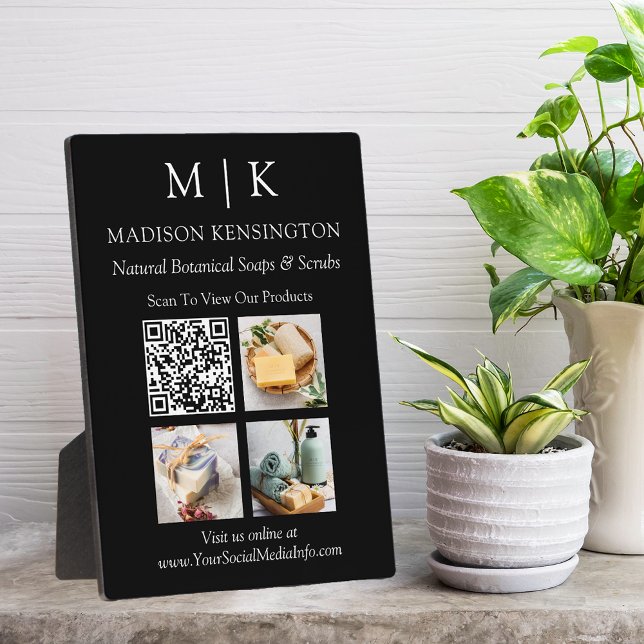Plaque Photo Monogramme ou ajouter un logo Business QR Code pho (Edit to Customize text, colors and more)