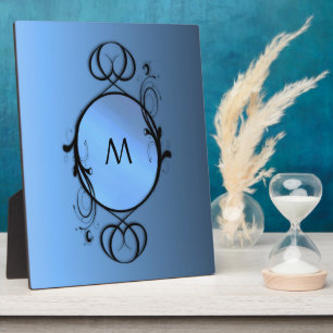 Plaque Photo Monogramme ou initiale bleue