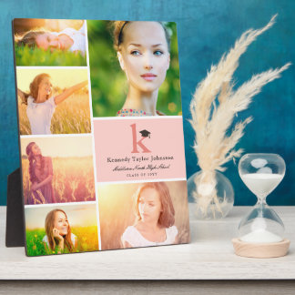 Plaque Photo Monogramme simple avec blocs de couleur et 6 photo