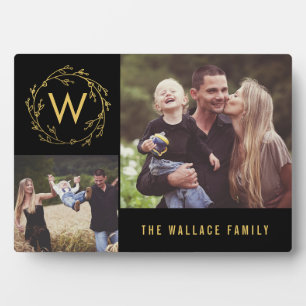 Plaque Photo Monogramme Wreath Editable Color Custom Photo Fram