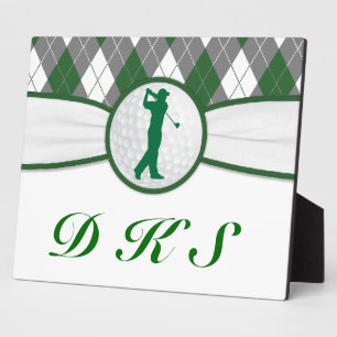 Plaque Photo monogrammed golf plaid