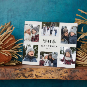 Plaque Photo Monographie rustique 6 photo collage famille noir