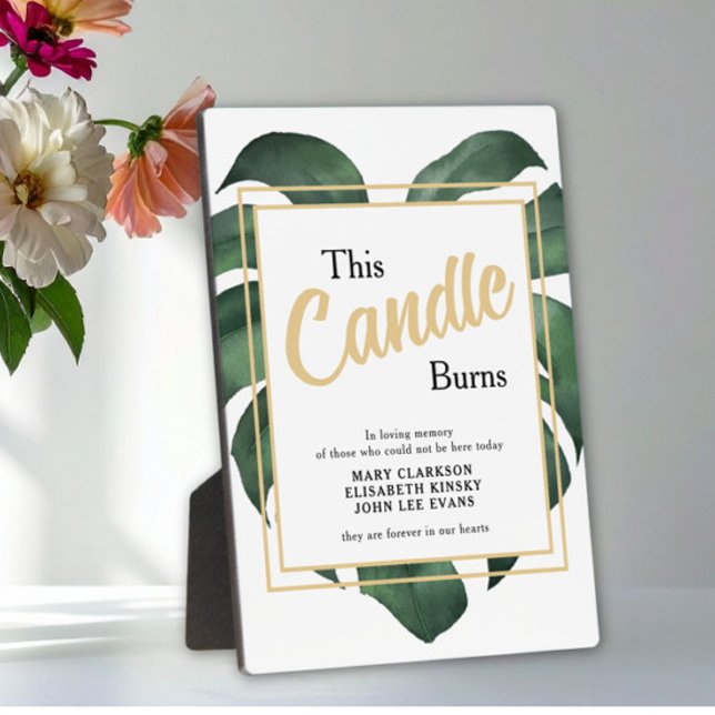 Plaque Photo Monstera In loving memory wedding sign Tabletop  (Créateur téléchargé)