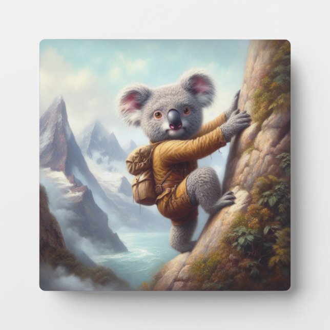 Plaque Photo Montée en montagne avec un koala (Devant)