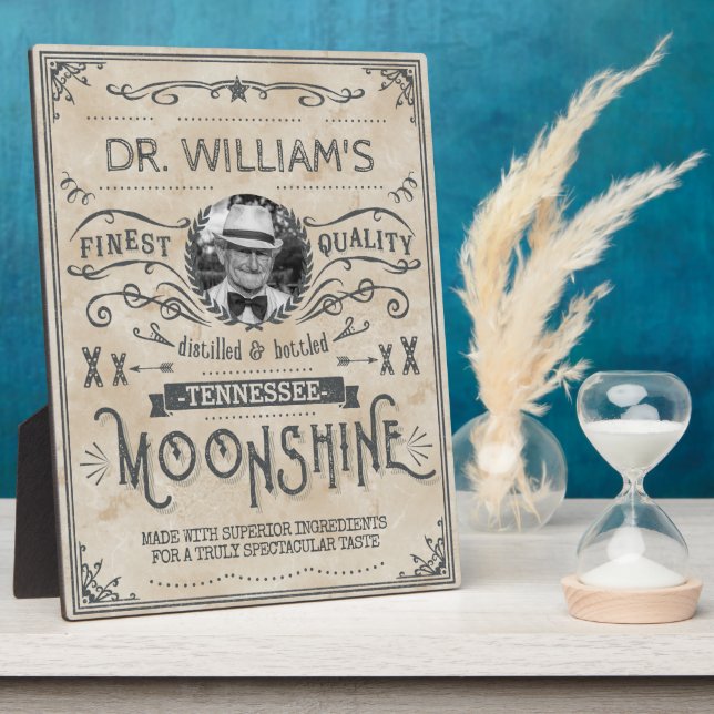Plaque Photo Moonshine Vintage Funny Hillbilly médecine personn (Côté)