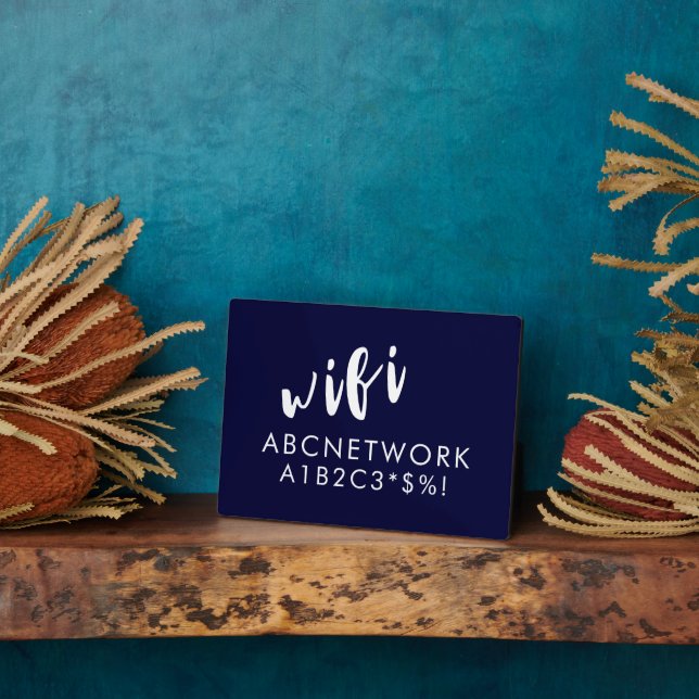 Plaque Photo Mot de passe Wifi bleu marine (Côté)