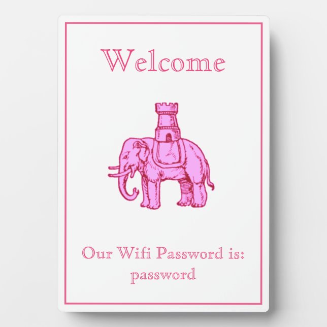 Plaque Photo Mot de passe Wifi Elephant and Castle (Devant)