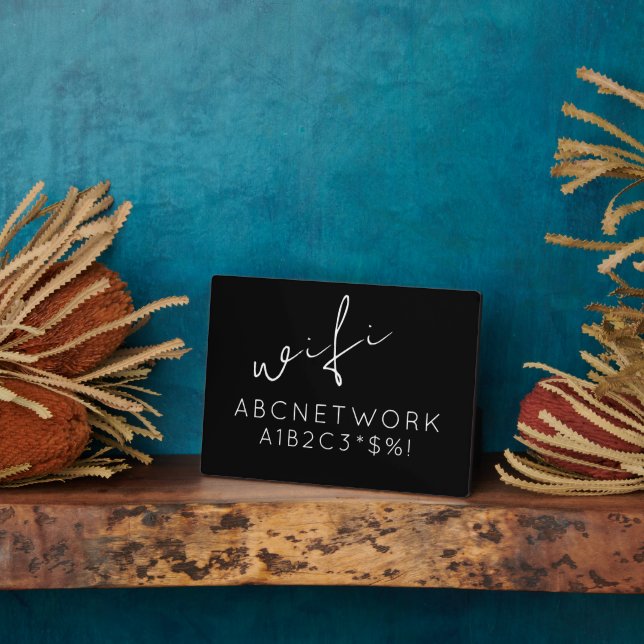Plaque Photo Mot de passe Wifi noir (Côté)