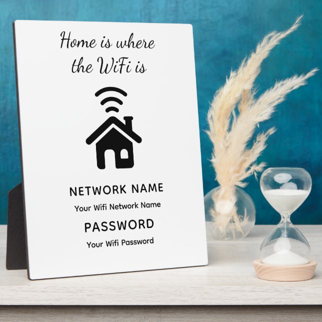 Plaque Photo Mot de passe Wifi personnalisé et réseau pour les  (Côté)