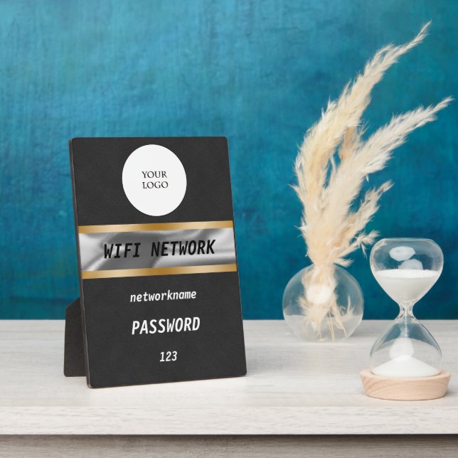 Plaque Photo Mot de passe Wifi Signer Black Suede Gold & Silver (Côté)