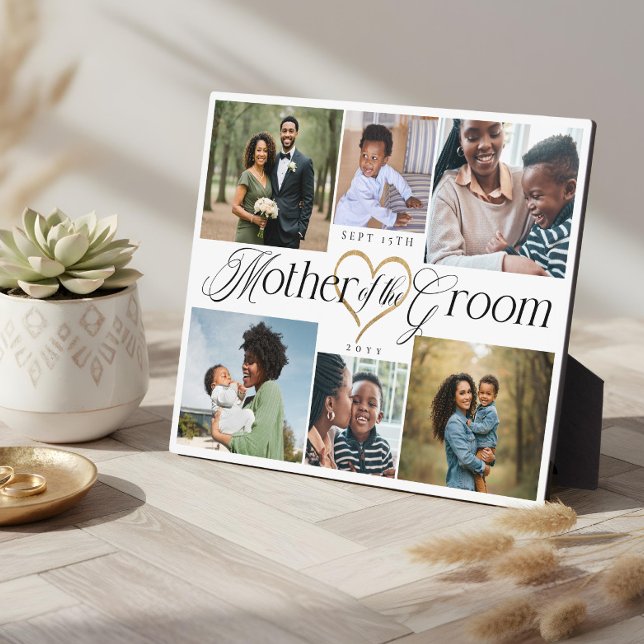 Plaque Photo Mother of the Groom Heart Then Now Photo Collage (Mother of the Groom Heart Then Now Photo Collage Plaque)