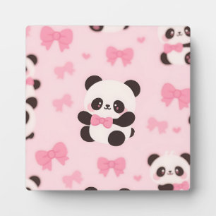 Plaque Photo Motif Arc-en-ciel Kawaii Panda Rose