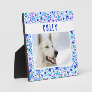 Plaque Photo Motif bleu violet Fleur Animaux de compagnie Chien