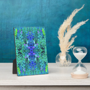 Plaque Photo Motif Chartreuse Abstraite et Foliage Bleu