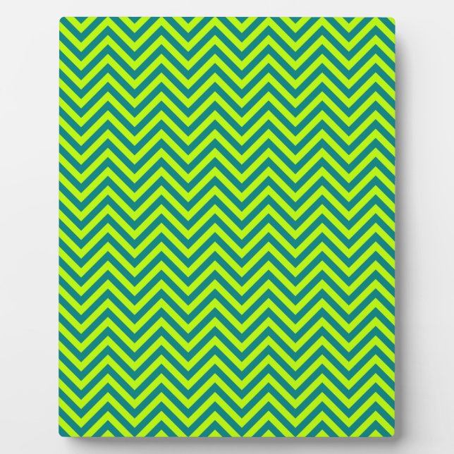 Plaque Photo Motif Chevron turquoise et Lime Green (Devant)