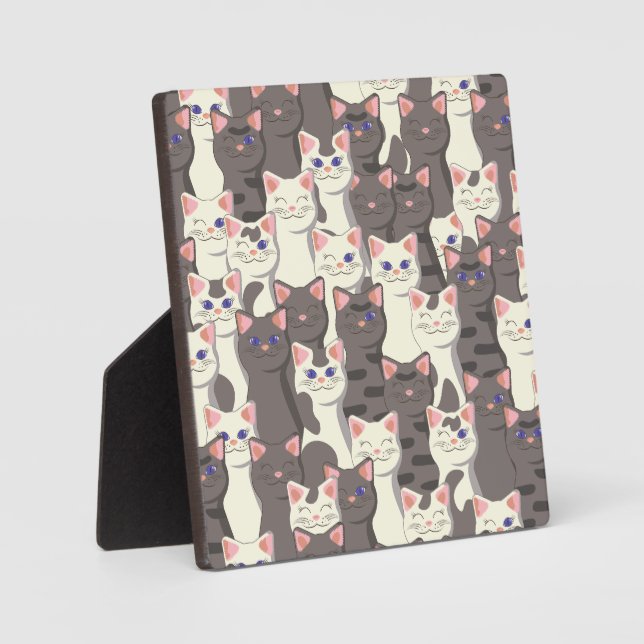 Plaque Photo Motif de chats blancs et gris (Recto)